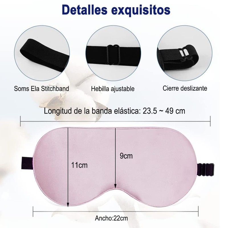 HAKUKU Seda Máscara para Dormir, Comodidad de Seda Suave Ajustable