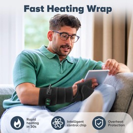 Elbow Heated Pad Wrap for Multiple Body Areas, Flexible Electric Heating Pads for Elbow Arm Wrist Ankle Leg Knee, Fast Heating Body Wrap Heated Brace with 3 Heat Settings and Long 78" Power Cord