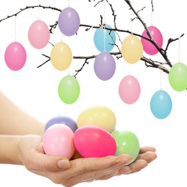 24 x Easter Eggs for Hanging Colourful Plastic Easter Eggs in Beautiful Pastel Colours Made of Plastic 6 x 4 cm Plastic Eggs for Hanging & Decorating Plastic Eggs for Outdoor and Indoor Easter
