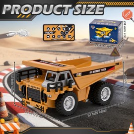 LTFIOON Mini Camion Ribaltabile RC, 1:64 Autocarro Ribaltabile in Metallo con App e Telecomando 2,4 GHz, Veicolo da Costruzione Telecomandato per Bambini con Luci e Suoni, 2 Velocità, Ricaricabile USB