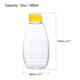 sourcing map Plastic Honey Bottles 12oz 360ml Squeeze Honey Jars Bottle Leakproof Honey Dispenser Refillable Honey Containers with Flip Lid for Storing and Dispensing Sauce Syrup