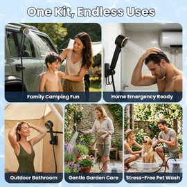 dessports Portable Camping Shower, 6000mAh Rechargeable Outdoor Shower Pump
