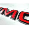 Auto GMC OVERLAY Front Gloss Black Red GMC Emblem Sierra