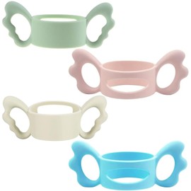 romsrbutfo Angel Wing Sippy Cup Nursing Bottle Holder Grip, Lightweight Bottle Carrying Handles, Small Hand Gripping Design (4, Multicolor)