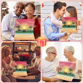 APOTODITO Anniversary Pop up Cards, Musical Anniversary Card with Sunset on the Beach View, Beach Vacation Invitation Card for Women Men Couple Wife Husband