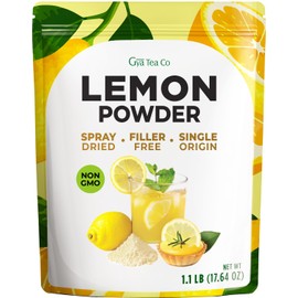 Gya Tea Co Lemon Powder 1.1lb (17.64 Oz) - 100% Fresh Natural Consistent Lemon Taste, No Sugar & Additives - Great Flavour For Drinks, Baking - Non-GMO, Filler Free, Vegan-Friendly