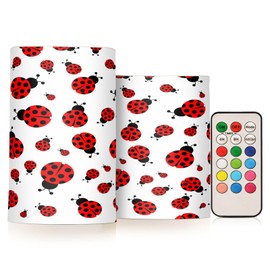 ZOEO Candles Flameless, Ladybug Insect Cute Cartoon Led Operated Candle Flickering Pillar Timer Fall Decor Fake Table Flame Electric Control Set