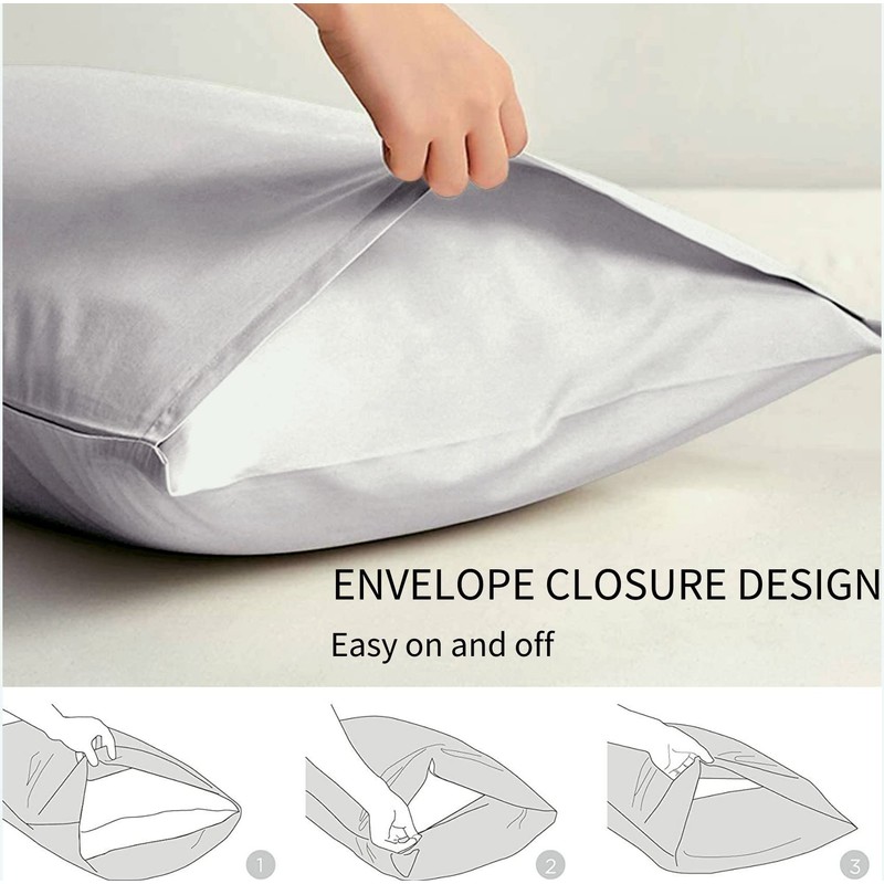 2 Pack Pillow Cases Poly-Cotton Luxury Soft Brushed Microfiber Pillowcase