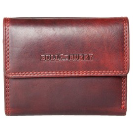 Bull Burry Red Medium Size RFID Leather Wallet Whole Made of a Strong Genuine Cowhide