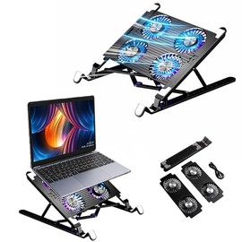 Lumbor37 Soporte para Laptop con Ventilador, Base de Refrigeración Ordenador Portátil Plegable, Múltiples Ángulos Ajustable Soporte Portátil
