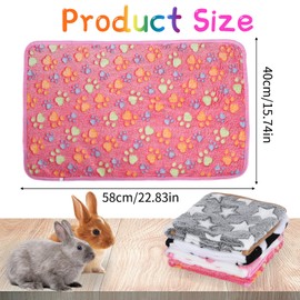 3 Pcs Small Animals Bedding Mats Coral Fleece, Soft Guinea Pig Blankets, Reusable Rabbits Hamster Fleece Cage Liners, Warm Small Animal Fleece Bedding Washable 60cm*40cm (D)