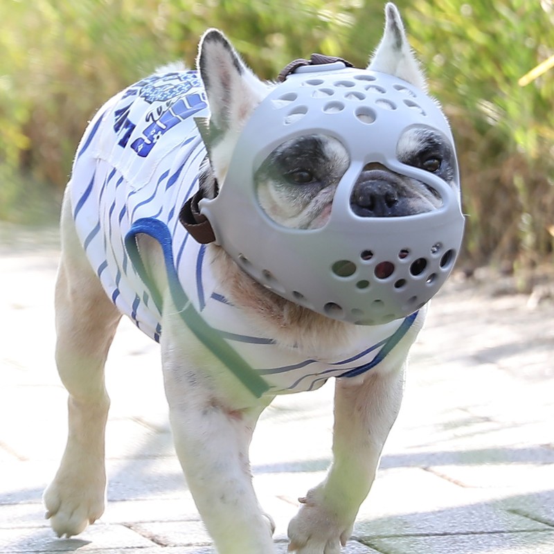 Dog Muzzle for Short Snout Dogs Breathable Holes Prevent Biting