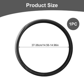 Black Steering Wheel Cover, Soft Leather Steering Wheel Cover Anti-slip Elastic Auto Steering Protector Breathable Car Wheel Cover Universal Size 37-38cm(14.5-14.9inch) (Black)