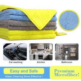 RIDE KINGS Wash Cloths for Car Interior & Exterior,Microfiber Towels Cleaning Highly Absorbent,Car Wash Rags,Cleaning Rags for House,Kitchen,Bathroom,Office-3 Colors 16''x16''-6Pack