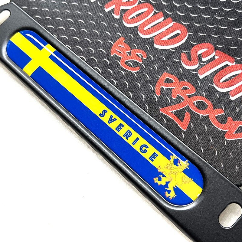 Sweden Flag Domed Black License Plate Frame -US Size- Sverige