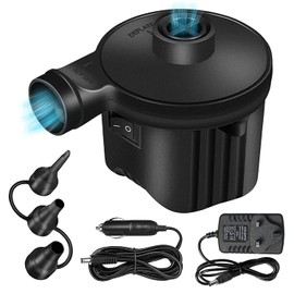 Electric Air Pump, 2 in 1 Portable Home/Car Use Electric Pumps for Quick Inflator Deflator with 3 Nozzles, Camping Air Pumps AC 240V/DC 12V for Inflatable Air Mattress Yoga Ball Paddling Pools Toys