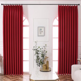 RAIN CITY Red Light Blocking Thermal Insulated Windows Drapes Pinch Pleat Curtain 84 Inch Long for Hotel Outdoor Energy Saving 52 X 84 One Panel Easy Hanging Via Hooks