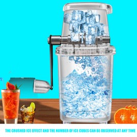 Manual Ice Crusher, Portable Ice Shaver, Hand Operated Shaved Ice Machine for Home, Ice Shaver and Snow Cone Machine for Shaved Ice Fun Drinks (Grey)