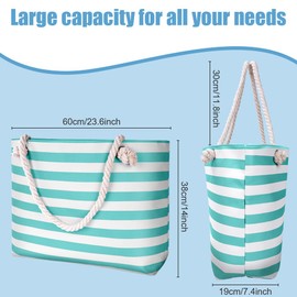 URAQT Large Waterproof Beach Bag with Zip and Pockets for Women, XXL Family, Women's Beach Tote Bag, Shoulder Bag, Suitable for Beach Holidays Waterproof Bag, B light blue