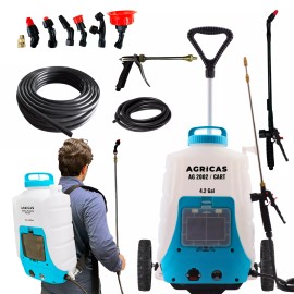 AGRICAS  4.2 Gallon Battery Powered with cart,Backpack Sprayer for Lawn & Garden