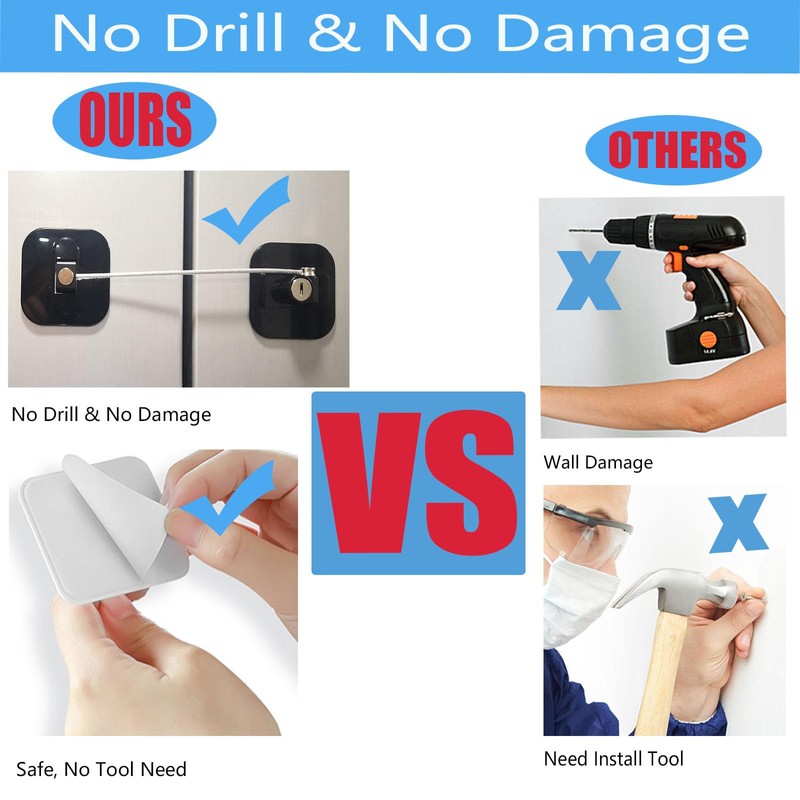 YEYA Upgraded Refrigerator Lock for Adults, Fridge Locks for Kids