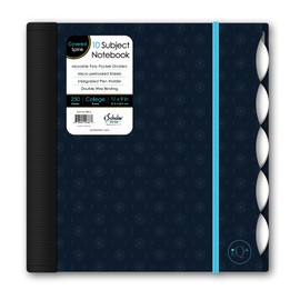 "iScholar iQ Poly Fashion Cover 10 Subject Notebook, College Ruled, 11"" x 8.5"", 250 Sheets, Designs Will Vary (58912)", fashion print dark