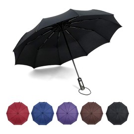 Muka TOPTIE Automatic Travel Umbrella, Windproof Sun&Rain Folding Umbrellas with 10 Ribs (Black)