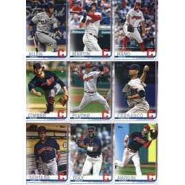 2019 Topps Complete (Series 1 & 2) Baseball Cleveland Indians Team Set of 27 Cards: Josh Donaldson(#34), Edwin Encarnacion(#42), Michael Brantley(#51), Trevor Bauer(#110), Jason Kipnis(#124), Yan Gomes(#143), Mike Clevinger(#199), Jose Ramirez(#223), Cod