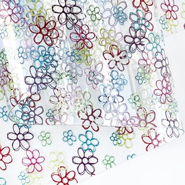 ONEART | Printed TPU Jelly Faux Leather 12 x 53 inches Transparent Clear Jelly Vinyl Great for Embroidery and Crafting Project (Daisy)