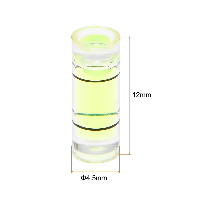 HARFINGTON 15pcs Small Cylindrical Bubble Level Vials 4.5x12mm PMMA Mini