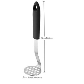 Potato Masher, Stainless Steel Garlic Press for Mashed Potato, Vegetables, Fruits, Garlic and Jam, with Non Slip Handle