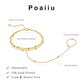 Nymora Women’s Bracelet Set – Non-Tarnish Dainty Paperclip, Figaro, Box & Herringbone Hand Chain Bracelets, Adjustable Stackable Jewelry for Everyday Wear