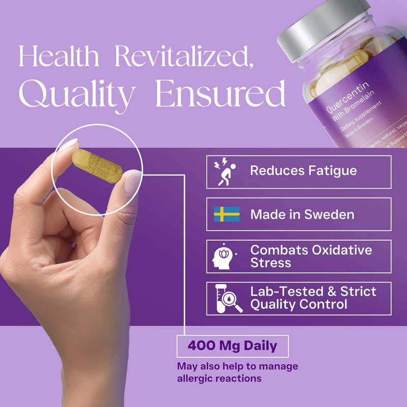 Premium Quercetin Fruit Extract High Dose 400 mg with Bromelain