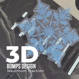 devembr Snowboard Stomp Pad, 3D Clear Snowflake Snowboarding Stomp Pads, PVC Material, 5.11" x 5.9", Blue