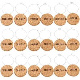 18 Marcadores De Copa De Vino De Corcho Reutilizables Encantos De Vino Para IdentificacióN De Vasos En Reuniones Y Fiestas DecoracióN Diy Para Bebidas