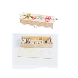 Itian 72 Pieces Wooden Wooden Bear Family Dress-Up Puzzle Games with Storage Case Educational Toy for Children
