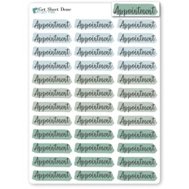 Appointment Planner Stickers /36 Vinyl Stickers (1”) /Highlighted Text Script/Doctor Meeting/Essential Productivity Life Planner Stickers/Bullet Bujo Journal/ToDo Appointments (Three Sheets, Sea)
