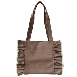 Giselle Women's Tote Bag, Large Capacity, Canvas Bag, Mother's Bag, Shoulder Bag, Frill, pink brown