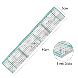 KEARING Quilting Ruler 30 cm Patchwork Quilting Ruler with Metal Edge Acrylic Ruler Non-Slip Ruler DIY Quilting Tools with Clear Printed Lines for Quilting