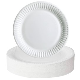 iPEAK Paper Plates Disposable Party Dishes 7inch - 18cm Natural and Recyclable Ideal for Birthday, Anniversary, BBQs, Picnics, Parties Suitable for Hot & Cold Food (Pack of 100)