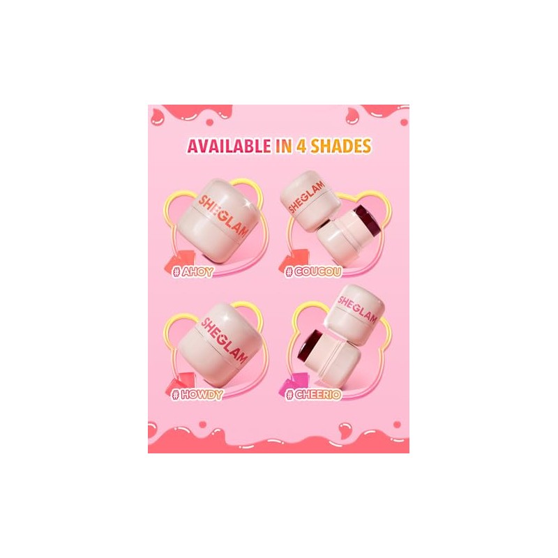 SHEGLAM Jelly-Licious Hydrating Lip and Blush Tint (Cheerio, Pequeño)