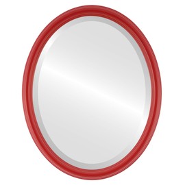 OVALCREST Oval Beveled Wall Mirror for Home Decor - Saratoga Style - Holiday Red - 14x18 Outside Dimensions