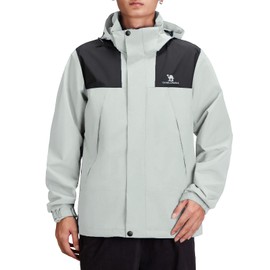 CAMEL CROWN Men's Waterproof Jacket Rain Coat Windbreaker Hooded for Outdoor Hiking Climbing Traveling