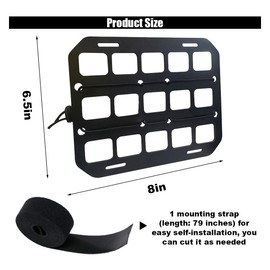 Car Headrest Organizer Rigid MOLLE Panel, Tactical Gear Seat Back Organizer, EDC Pouch Tool Gadget Holder, Backpack Insert Panel for Truck Equipment Mount Plate Modular Storage Shelf (Headrest Panel)