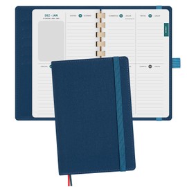 BEZEND Pocket Calendar 2026 Small [in German] Approx. A6 17 x 11 cm, Calendar 2026 Small Ring Binder with Soft Cover & Removable Paper, Diary 1 Week 2 Pages with Card Slot, Prussian Blue