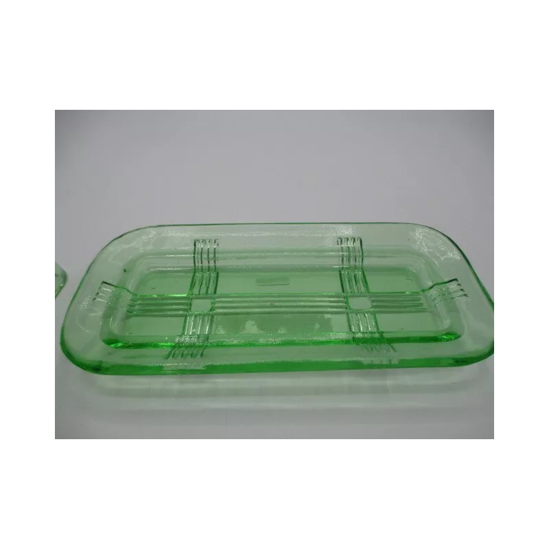 Rhyne and Son Butter Dish Retro Depression Style Apple Glass