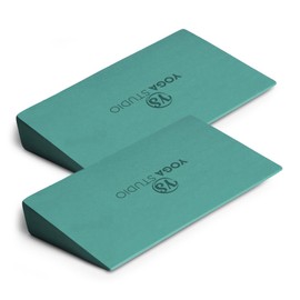 Yoga Studio EVA Yoga Wedge Blocks - 2 Pack (Pair) | Slant Board Twin Pack | Calf Stretcher | Lightweight EVA Foam | Mini Half Wedges | Non Slip Yoga Wedge for Wrists and Hands (Teal)