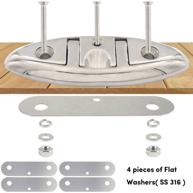 316 Stainless Steel 5 inch Folding Boat Cleat with Back