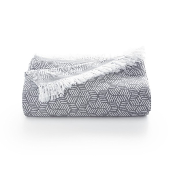 GAMUSI Multipurpose Bedspread for Bed and Sofa Plaid Foulard Sofa Blanket Soft Geometric Cotton 180 x 140 cm Beige