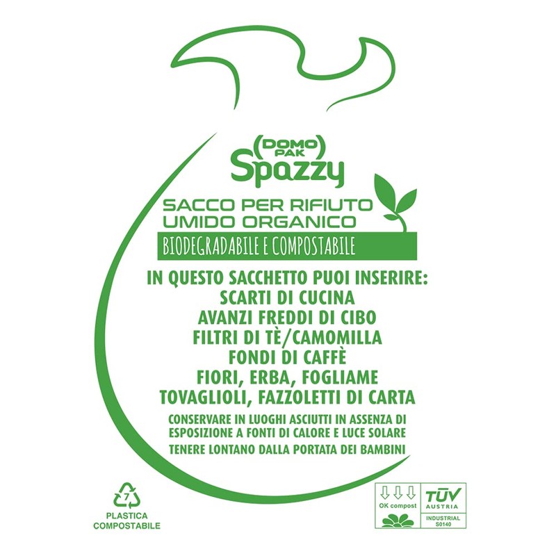 DOMOPAK SPAZZY Saccoverde Nettezza Bags With Handles - 100% Biodegradable